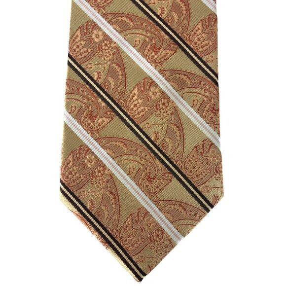 Emilio Ponti Roma Milano 100% Silk Mens Tie Necktie Orange Gold & Red Paisley - Picture 1 of 6